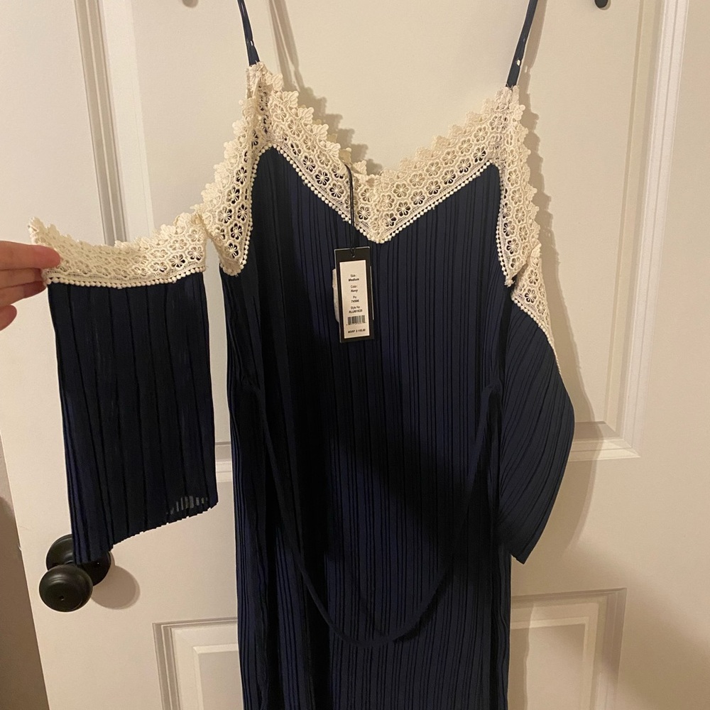 Navy lace trim dress